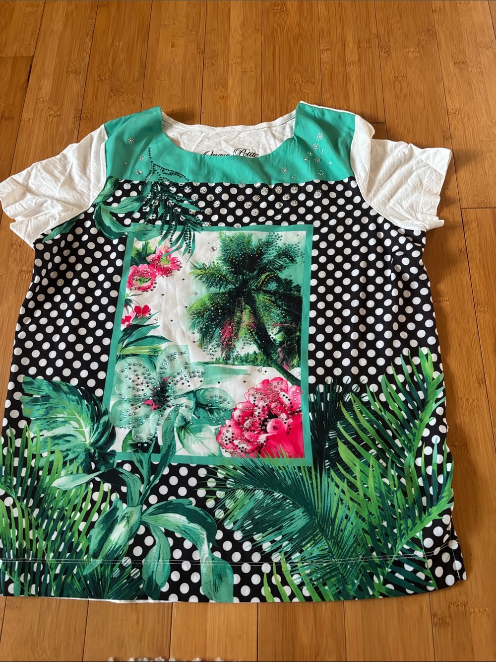 Tropical Polka Dot Short Sleeve Tee - Green/Black